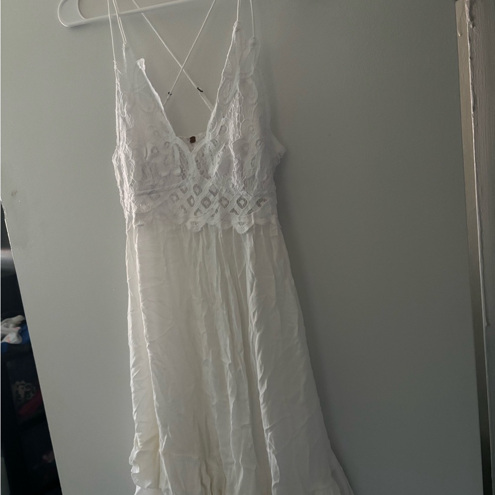 Free People White Lace Slip Dress